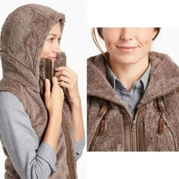 NWT KUHL Flight Vest Mid-Weight Italian Fleece Stowaway Hood Breen - Picture 7 of 16